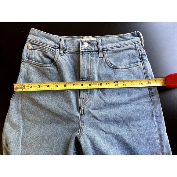 EVERLANE The Way High Jeans, Straight Leg, Women, Washed Blue, Size 26, Zip Fly - Picture 11 of 14